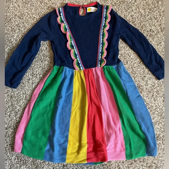 Mini Boden | Dresses | Mini Boden Rainbow Knit Girls Long Sleeve Dress Size  23t | Poshmark